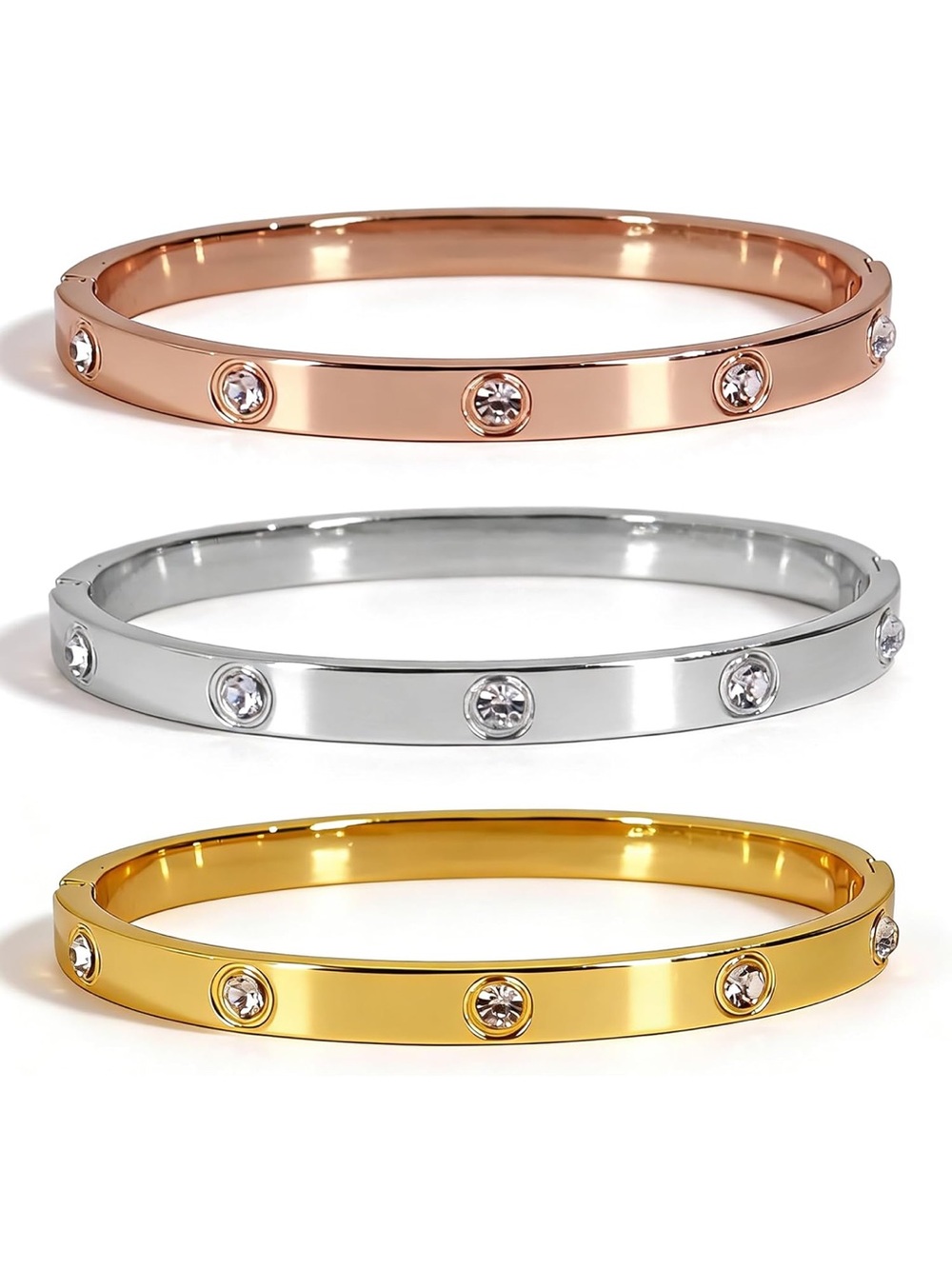 Crystal Bangle Bracelet Gold Silver Rose Gold Minimalist